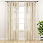 Lush Decor Boho Makrome Dokulu Pamuk Pencere Perdesi/Oda Bölücü/Kapı/Duvar Dekoru, 241 cm U x 101 cm G, Nötr