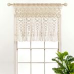 Lush Decor Boho Makrome Dokulu Pamuk Valance, 101,6 cm G x 76,2 cm L, Nötr - Boho Mutfak Perdeleri ve Duvar Dekoru - Makrome Saçak - Banyo Pencere Perdeleri
