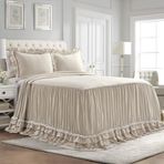 Lush Decor Ella Shabby Chic Fırfırlı Dantel Yatak Örtüsü Nötr Çiftlik Evi Tarzı Hafif 3 Parça Set King, Polyester
