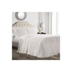 Lush Decor Fırfırlı Etek Yatak Örtüsü Beyaz Vintage Şık Çiftlik Evi Tarzı Hafif 3 Parça Set, Queen