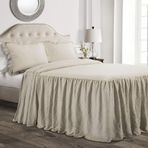 Lush Decor Fırfırlı Etek Yatak Örtüsü Vintage Şık Çiftlik Evi Tarzı Hafif 3 Parça Set, California King, Nötr
