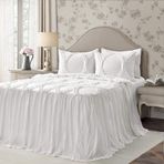 Lush Decor Lush Décor Riviera Fırfırlı Etek Yatak Örtüsü Beyaz Salaş Şık Çiftlik Evi Tarzı Hafif 3 Parça Set King, Polyester