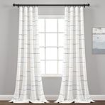 Lush Decor Ombre Çizgili İplik Boyalı Pamuk Pencere Perdeleri Panel Çifti, 101,6 cm G x 274,3 cm L, Sarı ve Gri