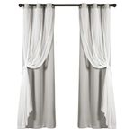 Lush Decor Yalıtımlı Karartma Astarlı Şeffaf Halkalı Panel, Oda Karartma Pencere Perdesi Seti (Çift), 274 cm x 96 cm, Açık Gri, 274 cm U