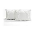 Lush Lush Décor Riviera Fırfırlı Etek Yatak Örtüsü Beyaz Salaş Şık Çiftlik Evi Tarzı Hafif 3 Parça Set, Polyester