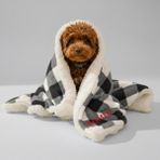 Lusi Doog Isimli Kedi Köpek Battaniyesi Isme Özel Kuzu Tüyü Battaniye Nakışlı Polar Battaniye Çift Katlı - Siyah - Beyaz - 60 x 80 cm