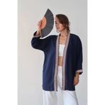 Lusin Kadın Lacivert Nakışlı Bohem Stil Premium Kalite Kimono Hırka