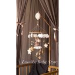 LusnikaStore Beşik Dönencesi ( Müziksiz) Beşik Yanı Süsü Bebek Odası Dekorasyon Montessori Natural Anne