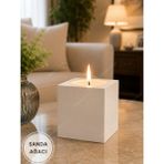 Lusora Design Dekoratif Küp Tasarım Mum, Kokulu Mum 7x7 cm - Sandal Ağacı