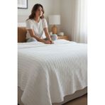 Lussart Collection Örgü Desen Çift Kişilik Pike (220X240 Cm) %100 Cotton - Beyaz
