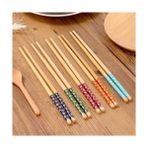 Lusso Cosmetics 5 Çift Chopstick Yıkanabilir Organik Ahşap Desenli Bambu Yemek Çubuğu, Sushi Japon Çin Yemek Çubuğu