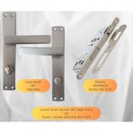 Lusso Inox Aynalı Wc Kapı Kolu ve 40X23MM Saten Wc Gömme Kilit Set