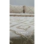 Lusso Stile Cappuccino Çift Kişilik Yatak Örtüsü 250X260 Geometrik Desen ve Şönil Malzeme Özellikleri - 240 x 250 cm - Bej