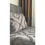 Lusso Stile Tek Kişilik Püsküllü Yatak Örtüsü 180 x 250 cm Gri Geometrik Pamuk Polyester Özellikli