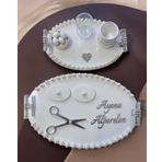 Lustre İncili Söz Nişan Tepsisi Beyaz