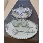 Lustre İncili Söz Nişan Tepsisi GRİ