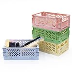 LUTAKU 4 adet Mini Katlanabilir Masa Kasaları Saklama Kutusu, Plastik İstiflenebilir Masa Katlanır Sepetler, Yatak Odası Ofis Banyo Tuvalet Malzemeleri Kozmetik için Pastel Kasalar (14,7x9,7x5,6 cm) (Mavi)