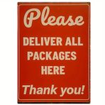 Lütfen Tüm Paketleri Buradan Teslim Edin Oklar Metal Kompozit Tabela - Paketlerim için Teslimat Talimatları Ev, Ofis, İş, Bar Club Restaurant Hotel Man Cave için İç Mekan Dış Mekan Tabelaları 8"x12"