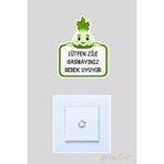 Lütfen Zile Basmayınız Bebek Uyuyor Yeşil Bitki Tasarım Sticker Kapı Zili Etiketi