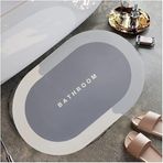 Luti Concept Süper Su Emici Kaymaz Tabanlı Oval Banyo Paspası Diatom Banyo Lavabo Paspası Sihirli Su Emici Diyatom Paspas 60 x 39 cm (Gri)