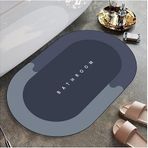 Luti Concept Süper Su Emici Kaymaz Tabanlı Oval Banyo Paspası Diatom Banyo Lavabo Paspası Sihirli Su Emici Diyatom Paspas 60 x 39 cm (Mavi)