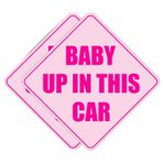 Lutoku 2 ADET Bebek Up in This Car Sticker Arabalar için, Pembe Su Geçirmez Tampon Sticker, Bebek Güvenliği Uyarı Çıkartması Arabalar için