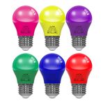 LUTW LED Ampul Renk E27, 5W Eşdeğer Akkor 40W, G45 Mini Küre Enerji Verimli Ampul Renkli, Mor Pembe Sarı Yeşil Kırmızı Mavi, Düğün, Cadılar Bayramı, Noel için, 6'lı Paket