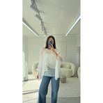 LUUNA STORE ELİSE PELERİN ŞİFON BLUZ - BEYAZ