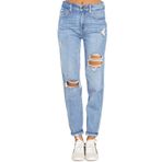 luvamia Boyfriend Kadın Kot Pantolon Esnek Yüksek Belli Yırtık Yıpranmış Anne Kot Pantolon Dar Kesim Kot Pantolon, A Nightfall Blue, M