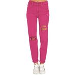 luvamia Boyfriend Kadın Kot Pantolon Esnek Yüksek Belli Yırtık Yıpranmış Anne Kot Pantolon Dar Kesim Kot Pantolon, A1 Canlı Pembe, XL