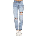 luvamia Boyfriend Kadın Kot Pantolon Esnek Yüksek Belli Yırtık Yıpranmış Anne Kot Pantolon Dar Kesim Kot Pantolon, A1 Roadknight Mavi, XL