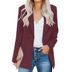 luvamia Kadın rahat uzun kollu yaka düğmesi ince iş ofis blazer ceket, B Erik, XXL