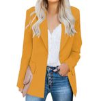 luvamia Kadın rahat uzun kollu yaka düğmesi ince iş ofis blazer ceket, B Parlak Sarı, M