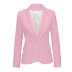 luvamia Kadın uzun kollu resmi çentik yaka düğme aşağı Blazer cepler ceket, Şeker Pembe, XXL