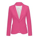 luvamia Kadın Uzun Kollu Resmi Çentik Yaka Düğmeli Blazer Cepli Ceket, Sıcak Pembe, L