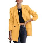 luvamia Kadınlar için Blazer Ceketler İş Günlük Ofis Uzun Kollu Moda Şık İş Kıyafetleri, Balmumu, XL