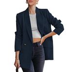 luvamia Kadınlar için Blazer Ceketler İş Günlük Ofis Uzun Kollu Moda Şık İş Kıyafetleri, Lacivert, M