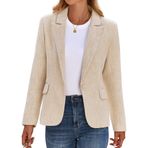 luvamia Tüvit Blazers kadınlar için iş rahat şık Blazer ceket iş takım elbise ofis profesyonel kıyafetler uzun kollu, Bej, XL