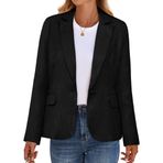 luvamia Tüvit Blazers kadınlar için iş rahat şık Blazer ceket iş takım elbise ofis profesyonel kıyafetler uzun kollu, Siyah, M