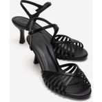 Luvi Danıca Siyah Cilt Ince Bantlı Kadın Topuklu Ayakkabı
