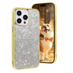 LUVI Kadınlar için Sevimli iPhone 14 Pro Bling Elmas Kılıf Parıltılı 3D Yapay Elmas Kristal Parlak Koruyucu Kapak Elektroliz Kaplama Tampon Lüks Moda Koruma Kılıfı Altın