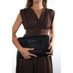 Luvi Marry Siyah Hasır Desenli Troklu Kadın Clutch Çanta - STANDART - Siyah Desenli