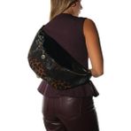 Luvi Venta Siyah-Siyah Sarı Desenli Kadın Büyük Bel Çantası - Siyah - Leopar