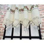 Luvia Home Otantik Kanaviçe Işlemeli Buldan Perde - 200 x 170 cm - Kırmızı - Krem - Pembe