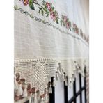 Luvia Home Otantik Kanaviçe Işlemeli Buldan Perde - 300 x 220 cm - Kırmızı - Krem - Pembe