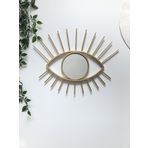 LUVIE Gold Renk Rattan Göz Ayna Küçük Boy GOLD