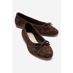 Luvishoes 03 Kahverengi Süet Hakiki Deri Kadın Babet Ayakkabı Kahverengi