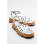 LuviShoes 16-357 ANGELA Metalik Gümüş Kadın Sandalet