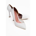 LuviShoes 653 Beyaz Cilt Topuklu Kadın Ayakkabı