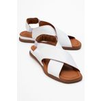 LuviShoes 706 Hakiki Deri Beyaz Cilt Kadın Sandalet